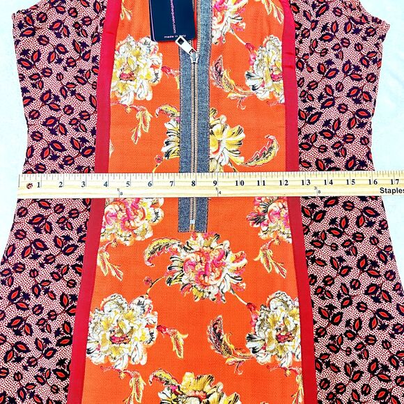 Save The Queen! Sleeveless Short Dress SZ L Orange Pink Floral Print Lined Italy - Picture 16 of 16